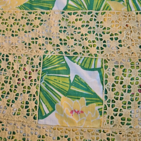 Lilly Pulitzer Hip Hop Hurray Green Yellow Lily Pads Frogs Skirt Yellow Lace - Picture 5 of 11